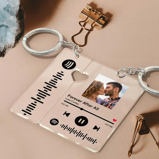 Personalised Spotify Keychain with Photo – Custom Scannable Music Code Gift for Couples, Boyfriend or Girlfriend