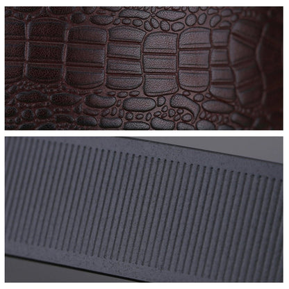 Genuine Cowhide Embossed with Crocodile Pattern Belt Luxury Business Automatic Belts (Brown) - The Cool Collective AU