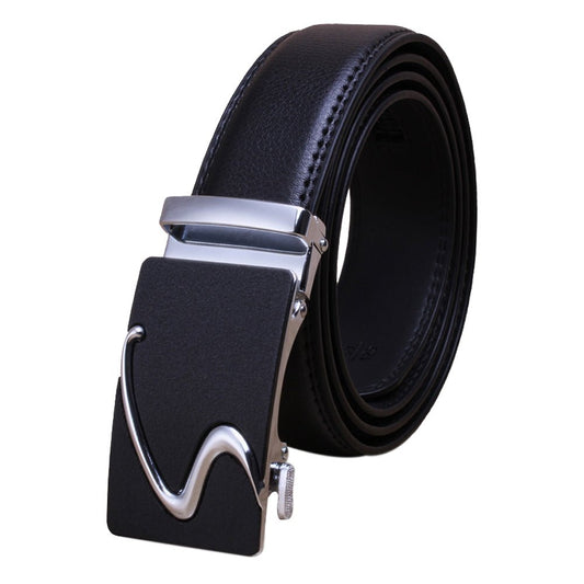 Genuine Leather Belt Men's Plate Reversible Buckle Business Dress Belts (Style 02) - The Cool Collective AU