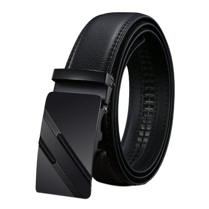 Genuine Leather Belt Men's Plate Reversible Buckle Business Dress Belts (Style 03) - The Cool Collective AU