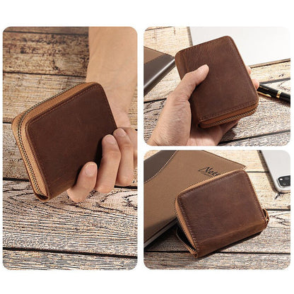 Genuine Leather Large Capacity RFID Anti - magnetic Money Clip Organ Wallets (Brown) - The Cool Collective AU