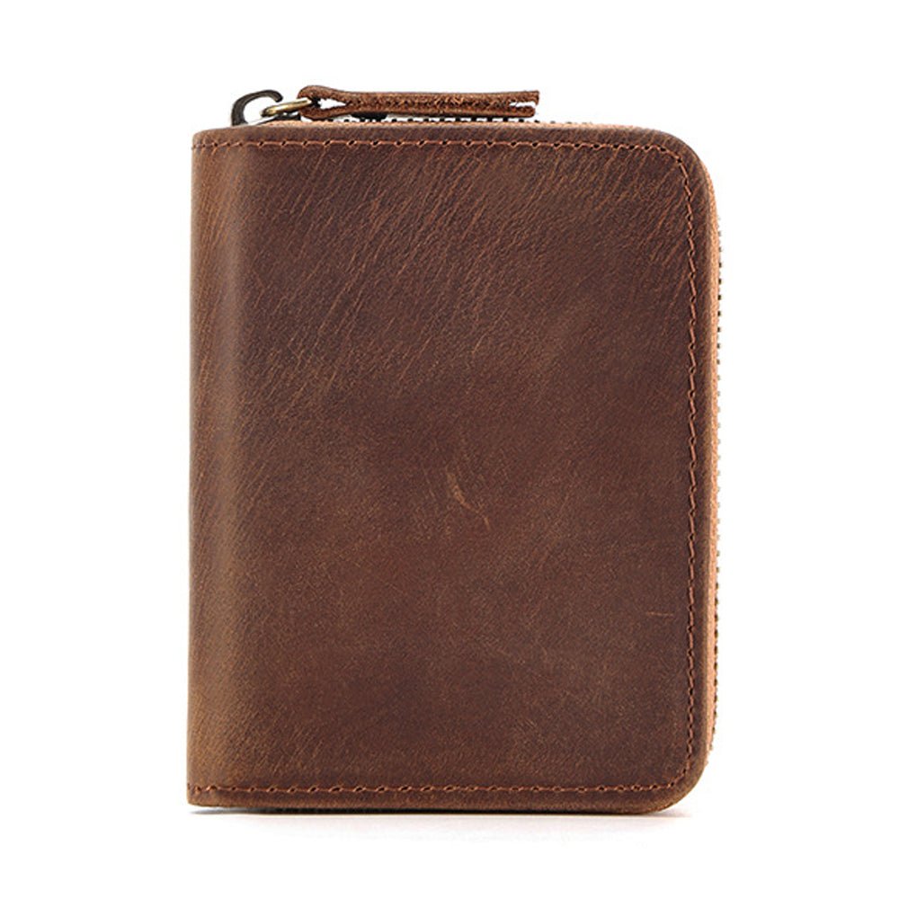 Genuine Leather Large Capacity RFID Anti - magnetic Money Clip Organ Wallets (Brown) - The Cool Collective AU