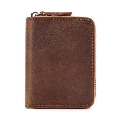 Genuine Leather Large Capacity RFID Anti - magnetic Money Clip Organ Wallets (Brown) - The Cool Collective AU