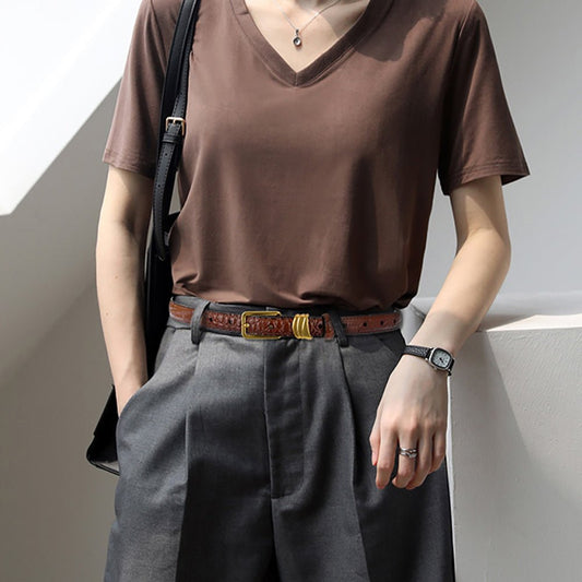 Genuine leather with Crocodile pattern pin buckle thin belt jeans belt for women (Dark Brown) - The Cool Collective AU
