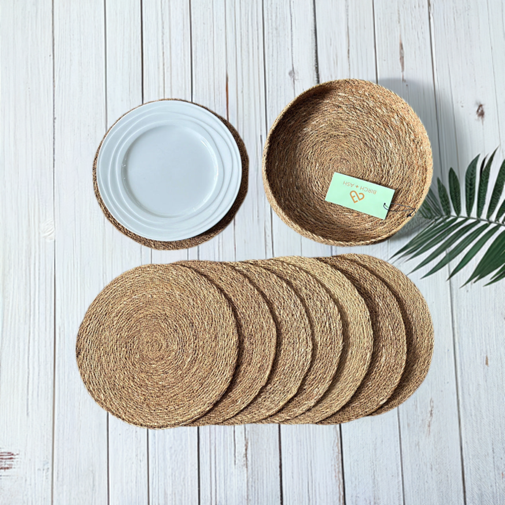 Natural Elegance: 9-Piece Seagrass Stylish Placemat Set - The Cool Collective AU