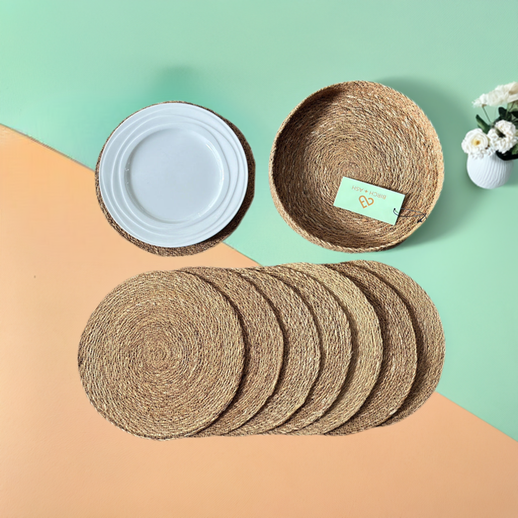 Natural Elegance: 9-Piece Seagrass Stylish Placemat Set - The Cool Collective AU