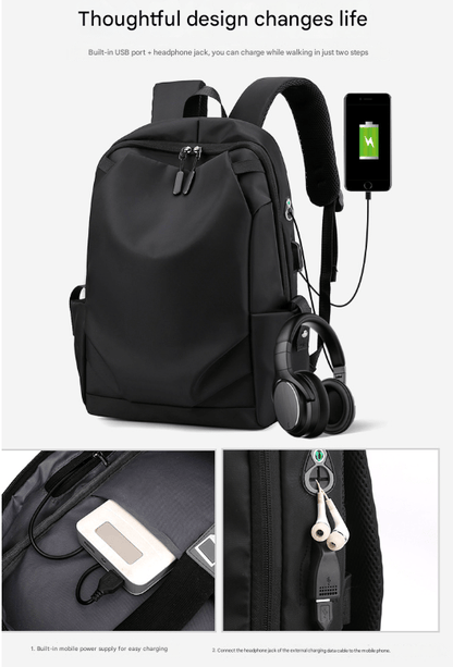 Grey Modern Anti - Theft Laptop Backpack with USB Charging Port - Water - Repellent Travel & Business Bag for 15.6 Inch Laptops - The Cool Collective AU