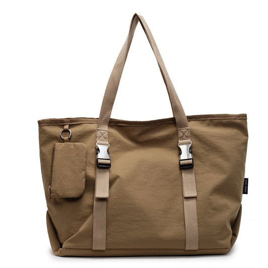 Khaki Women's Large Capacity Nylon Tote Bag - Stylish Casual Shoulder & Crossbody Bag with Detachable Pouch - The Cool Collective AU