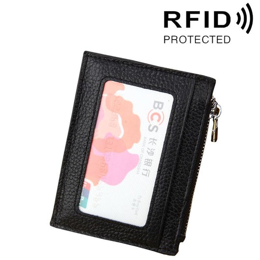 Leather Rfid Blocking Card Holder Wallet - 11x8x1.5cm - Black - The Cool Collective AU