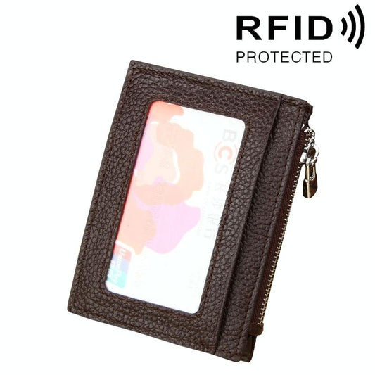 Leather Rfid Blocking Card Holder Wallet - 11x8x1.5cm - Coffee - The Cool Collective AU