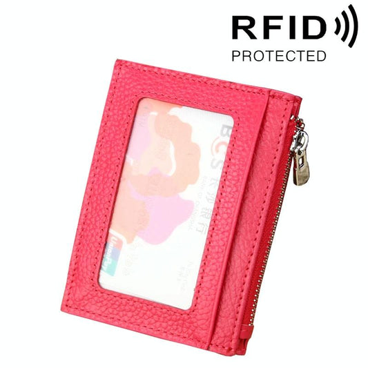 Leather Rfid Blocking Card Holder Wallet - 11x8x1.5cm - Magenta - The Cool Collective AU