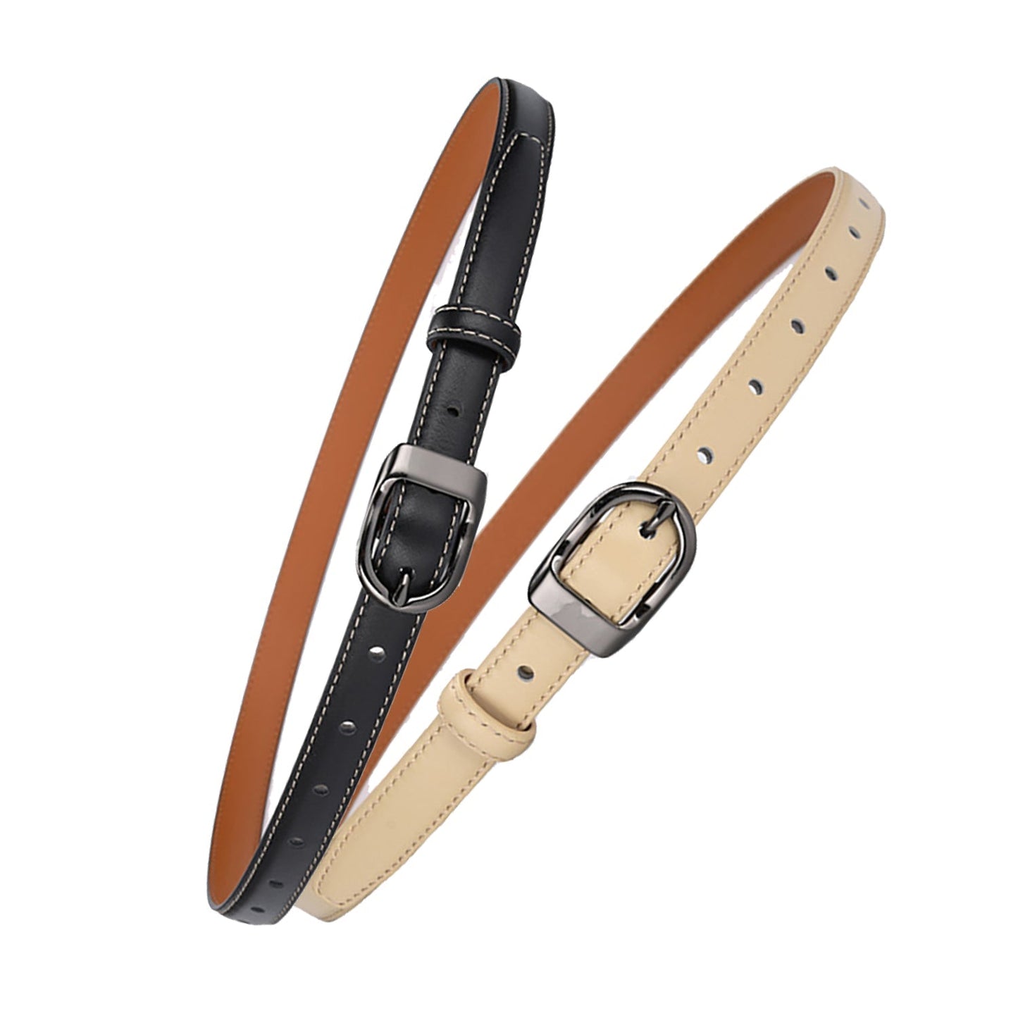 Luxury Top Layer Cow Leather Belt Women's Simple Decorative Jeans Belt Versatile Fashion Thin Belt (Black) - The Cool Collective AU