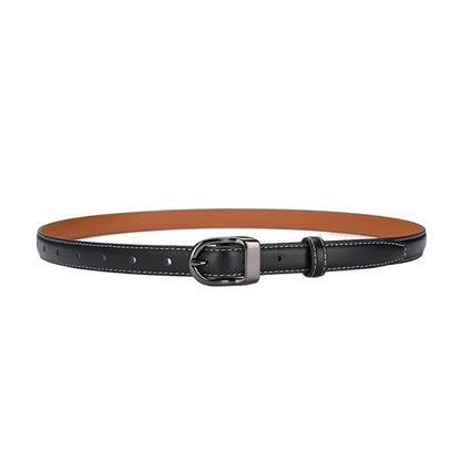 Luxury Top Layer Cow Leather Belt Women's Simple Decorative Jeans Belt Versatile Fashion Thin Belt (Black) - The Cool Collective AU