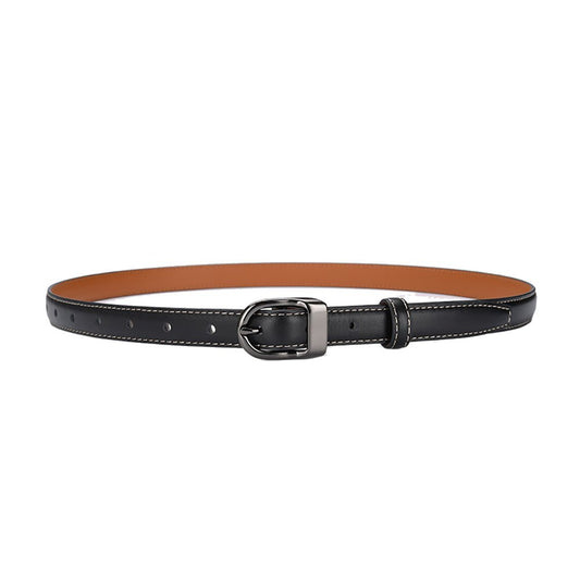 Luxury Top Layer Cow Leather Belt Women's Simple Decorative Jeans Belt Versatile Fashion Thin Belt (Black) - The Cool Collective AU