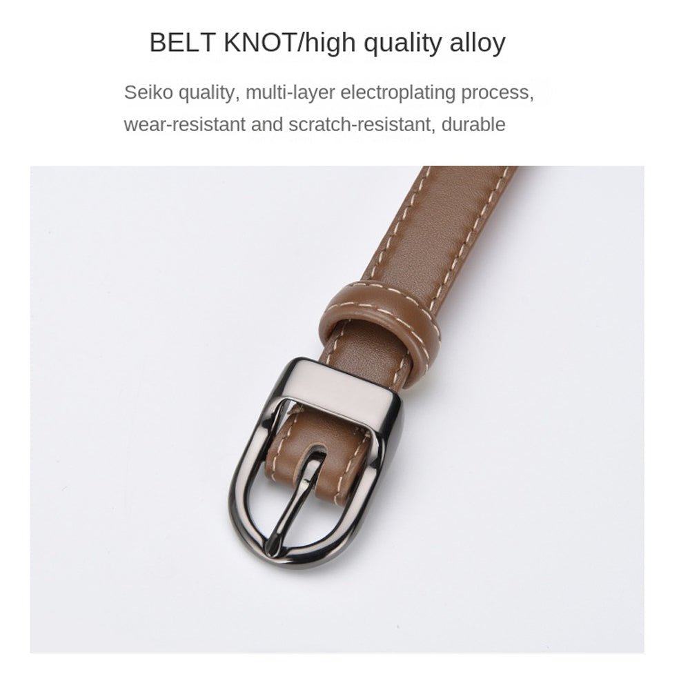 Luxury Top Layer Cow Leather Belt Women's Simple Decorative Jeans Belt Versatile Fashion Thin Belt (Black) - The Cool Collective AU