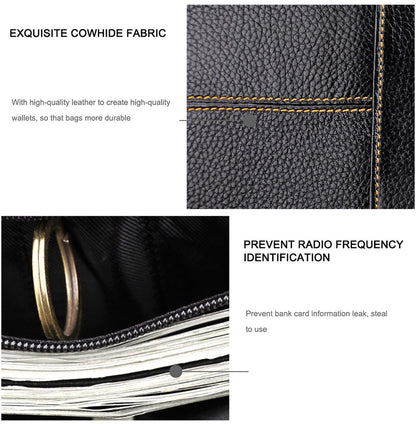 Men's Genuine Leather Bilfold Wallet RFID Blocking Card Holder Zipper Coin Purse - The Cool Collective AU