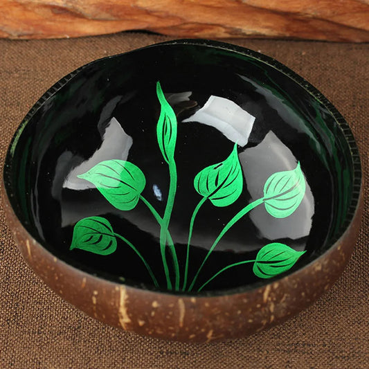 Eco-Friendly Coconut Shell Bowl with Leaf Design - Natural Storage - The Cool Collective AU