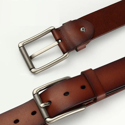 New Cowhide Leather Men Belt Pin Buckle Luxury Male Belts (Brown) - The Cool Collective AU