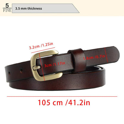 New Women's Belt Luxury Genuine Leather Belts For Women Female Gold Pin Buckle (Black) - The Cool Collective AU