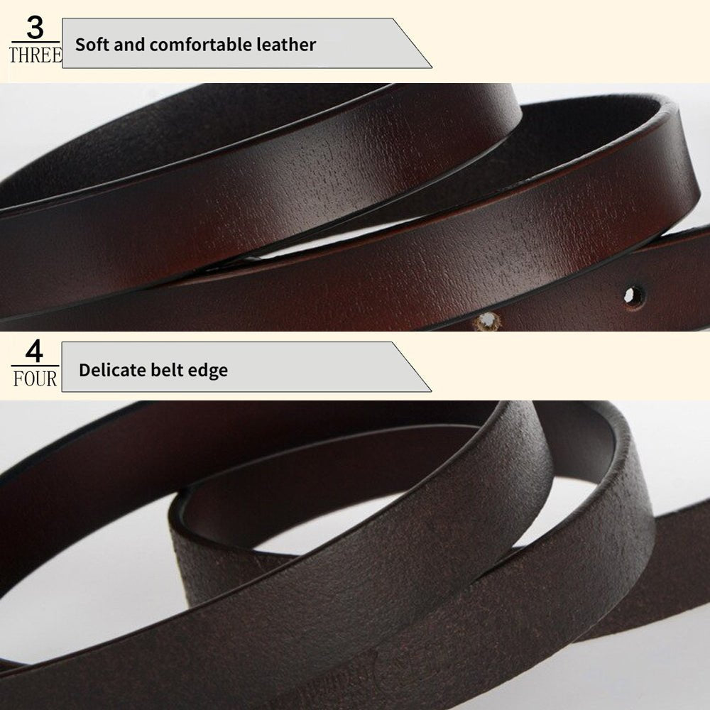 New Women's Belt Luxury Genuine Leather Belts For Women Female Gold Pin Buckle (Black) - The Cool Collective AU