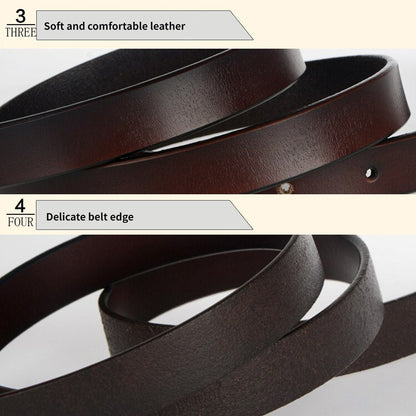 New Women's Belt Luxury Genuine Leather Belts For Women Female Gold Pin Buckle (Coffee) - The Cool Collective AU