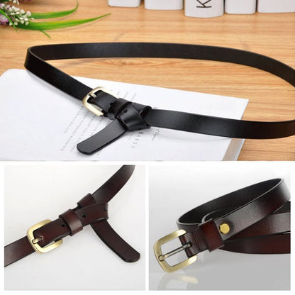 New Women's Belt Luxury Genuine Leather Belts For Women Female Gold Pin Buckle (Coffee) - The Cool Collective AU