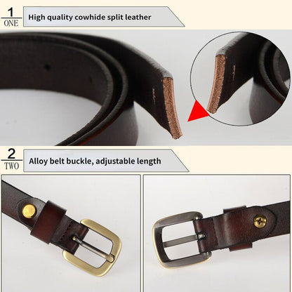 New Women's Belt Luxury Genuine Leather Belts For Women Female Gold Pin Buckle (Coffee) - The Cool Collective AU