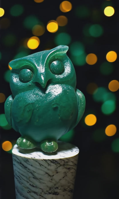Enchanted Crystal Owl Figurine - Intricately Carved Natural Stone Décor Piece