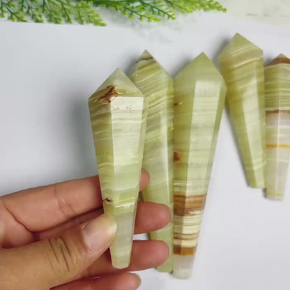 1 x Green Onyx Crystal Tower – Natural Silky Stone for Home & Gift - The Cool Collective AU