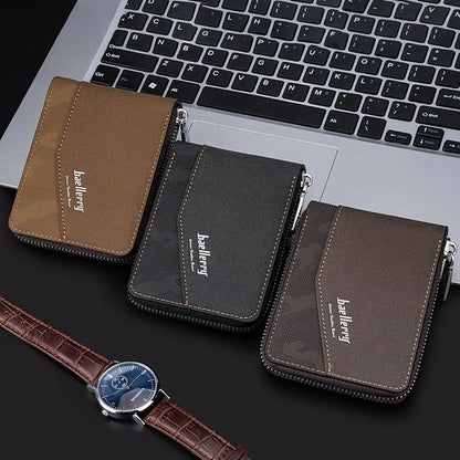 Retro Rfid Blocking Zip Wallet with Short Coin Pocket - Coffee - The Cool Collective AU