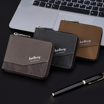 Retro Rfid Blocking Zip Wallet with Short Coin Pocket - Coffee - The Cool Collective AU