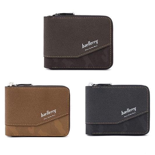 Retro Rfid Blocking Zip Wallet with Short Coin Pocket - Light Brown - The Cool Collective AU