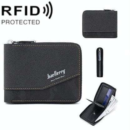 Retro Rfid Blocking Zip Wallet with Short Coin Pocket - Light Brown - The Cool Collective AU