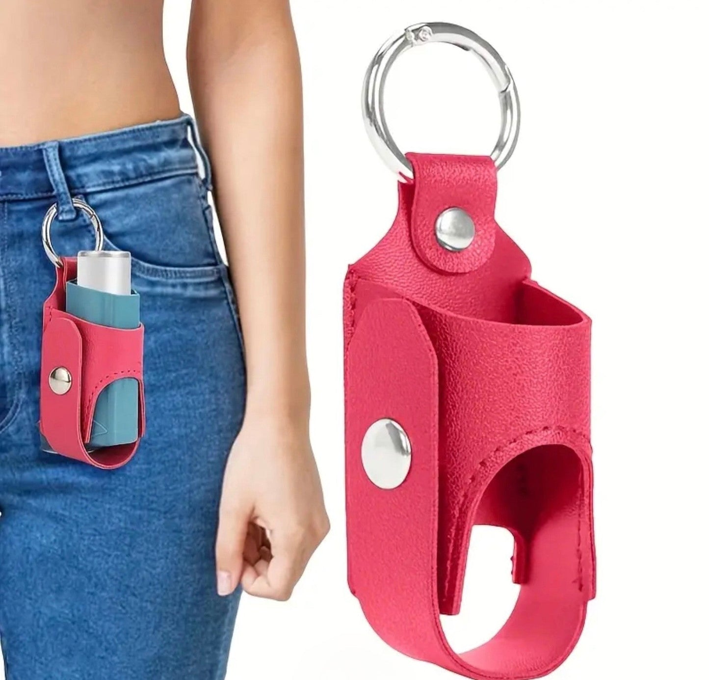 Unisex Faux Leather Keychain Pouch for Asthma Inhaler – Portable, Lightweight & Travel - Friendly - The Cool Collective AU