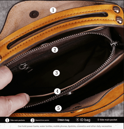 Vintage Grey Leather Handbag - Elegant Multi - Functional Design - The Cool Collective AU