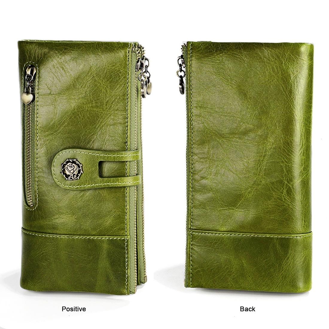 Vintage Rfid Leather Wallet with Card Slots for Women - Green - The Cool Collective AU