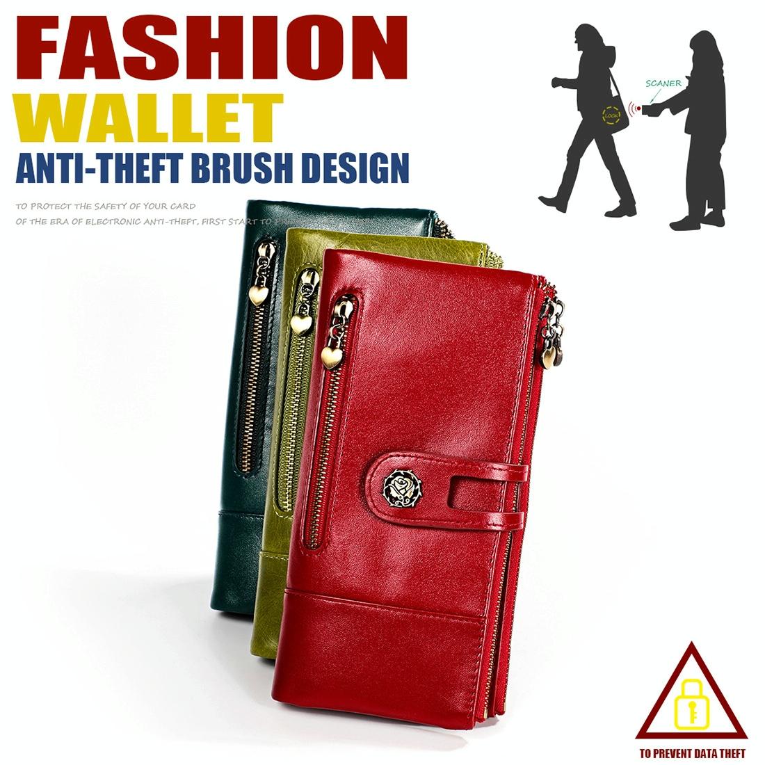 Vintage Rfid Leather Wallet with Card Slots for Women - Green - The Cool Collective AU