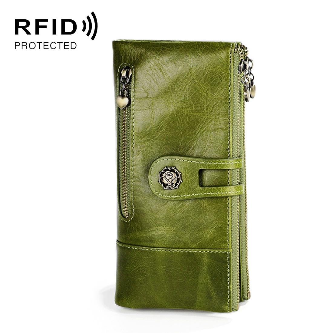 Vintage Rfid Leather Wallet with Card Slots for Women - Green - The Cool Collective AU