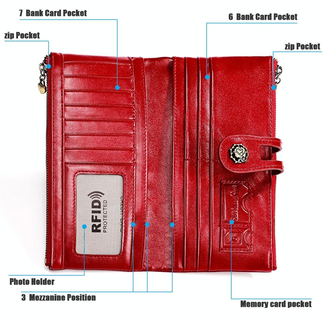 Vintage Rfid Leather Wallet with Card Slots for Women - Red - The Cool Collective AU
