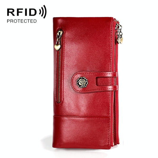 Vintage Rfid Leather Wallet with Card Slots for Women - Red - The Cool Collective AU