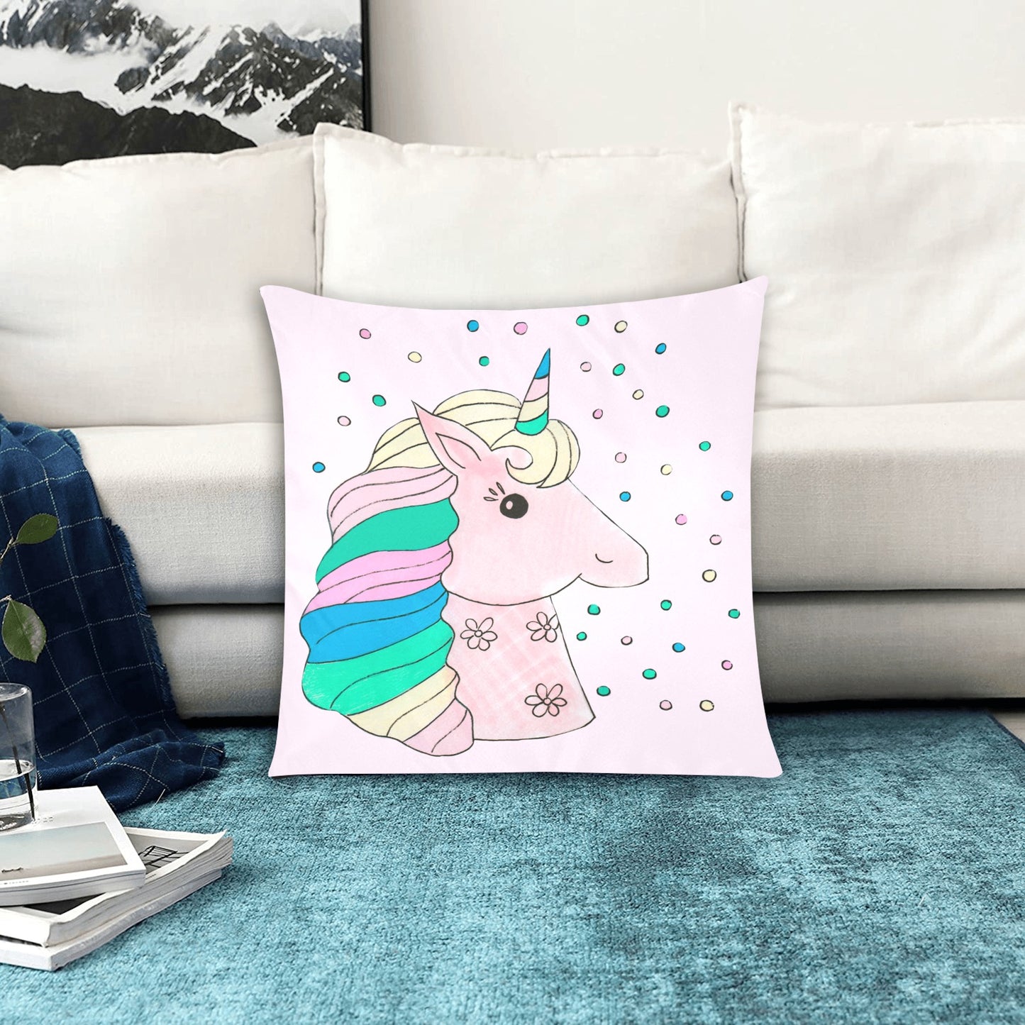 Little Miss Unicorn Zippered Cushion Cover 20"x20" - The Cool Collective AU