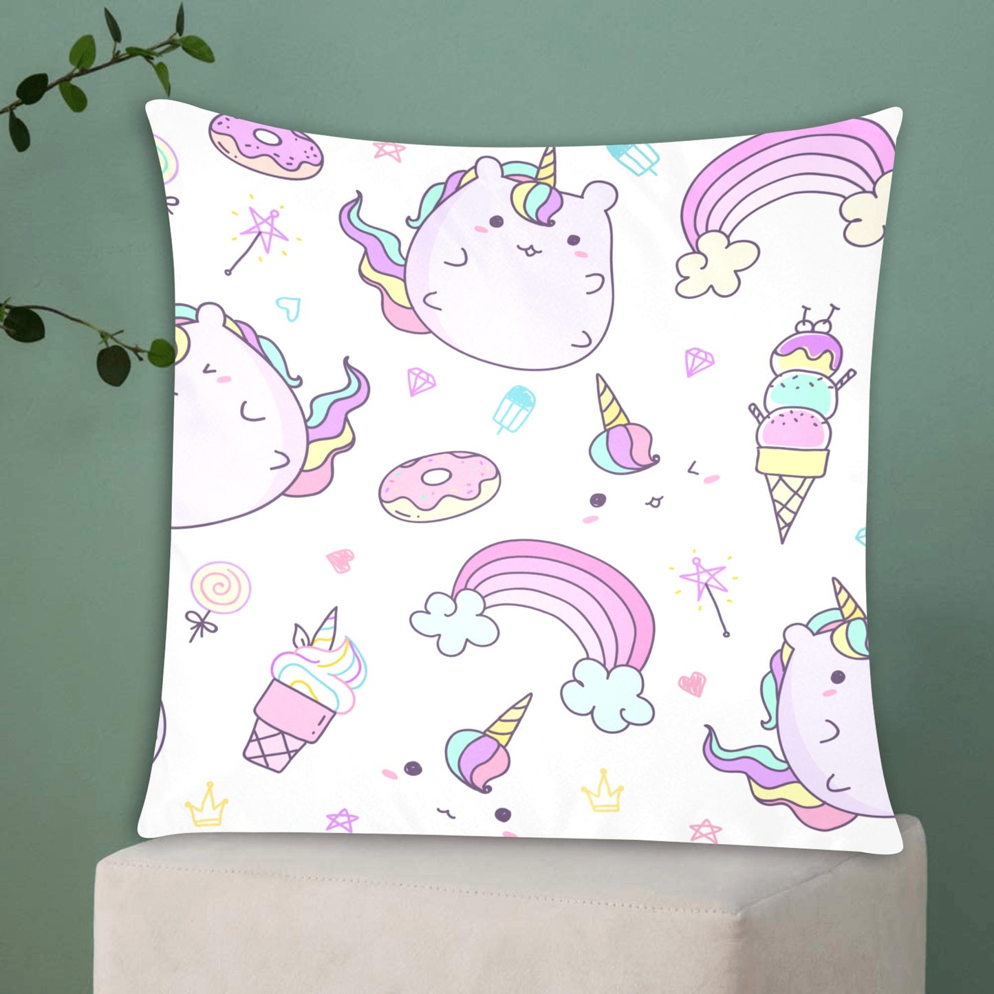 Donuts & Ice Cream Unicorn Zippered Cushion Cover 20"x20" - The Cool Collective AU