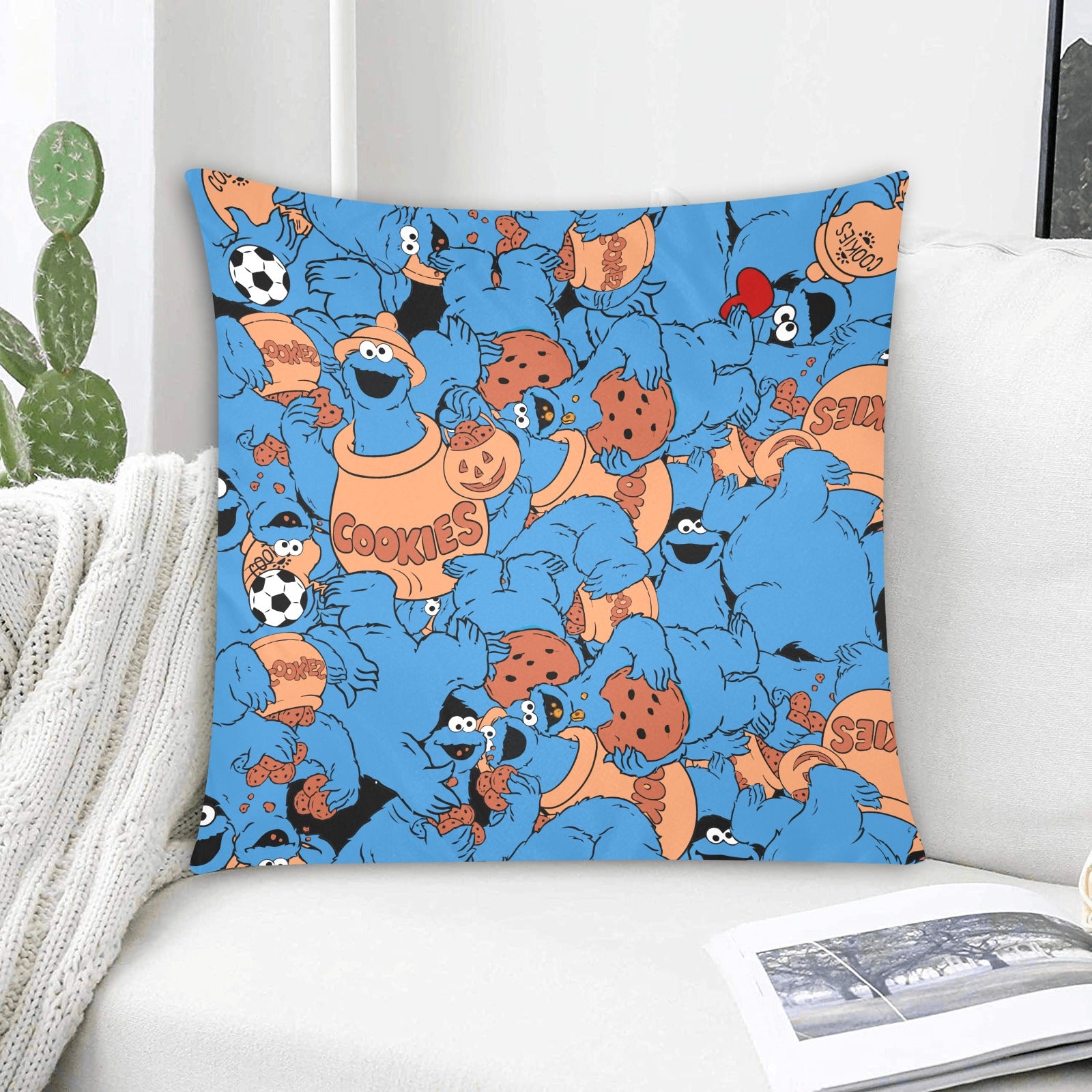Cookie Monster Zippered Cushion Cover 20"x20" - The Cool Collective AU