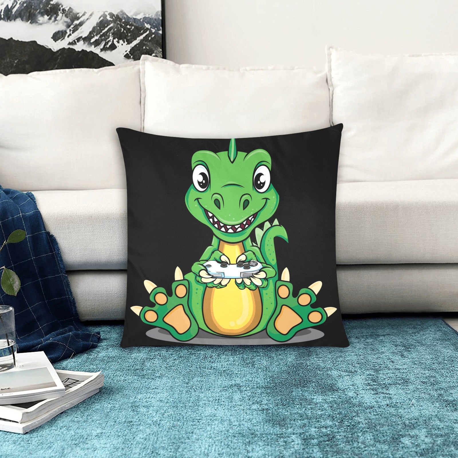 Dino Zippered Cushion Cover 20"x20" - The Cool Collective AU