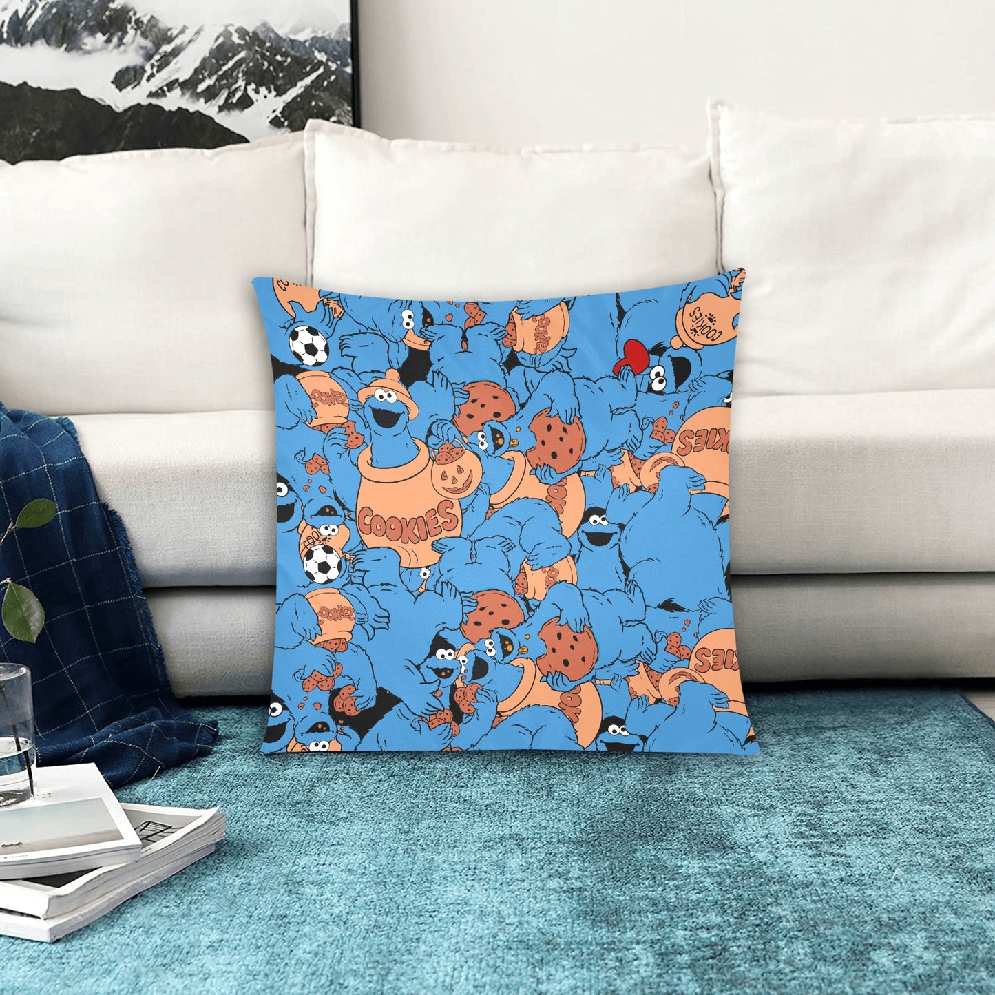 Cookie Monster Zippered Cushion Cover 20"x20" - The Cool Collective AU