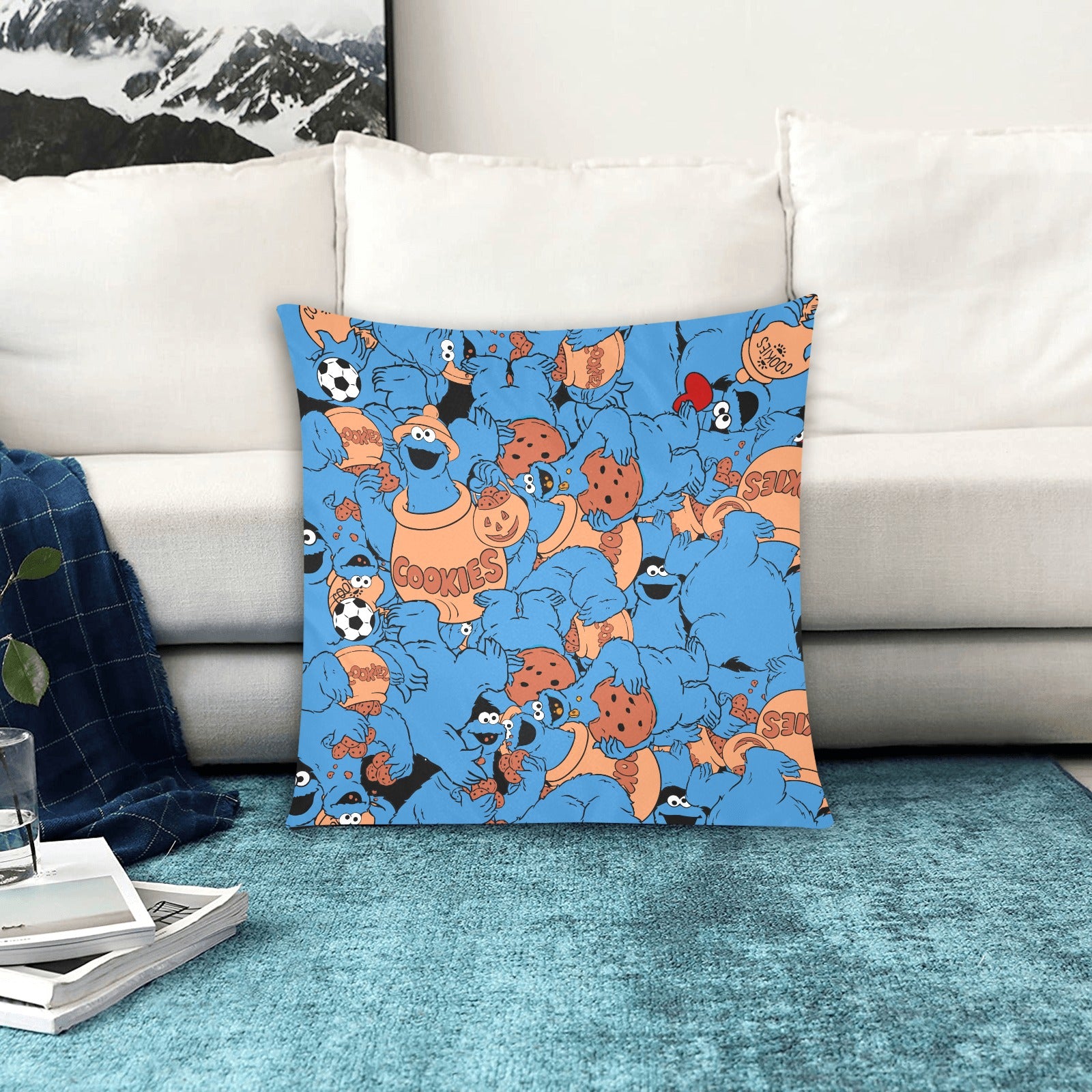 Cookie Monster Zippered Cushion Cover 20"x20" - The Cool Collective AU
