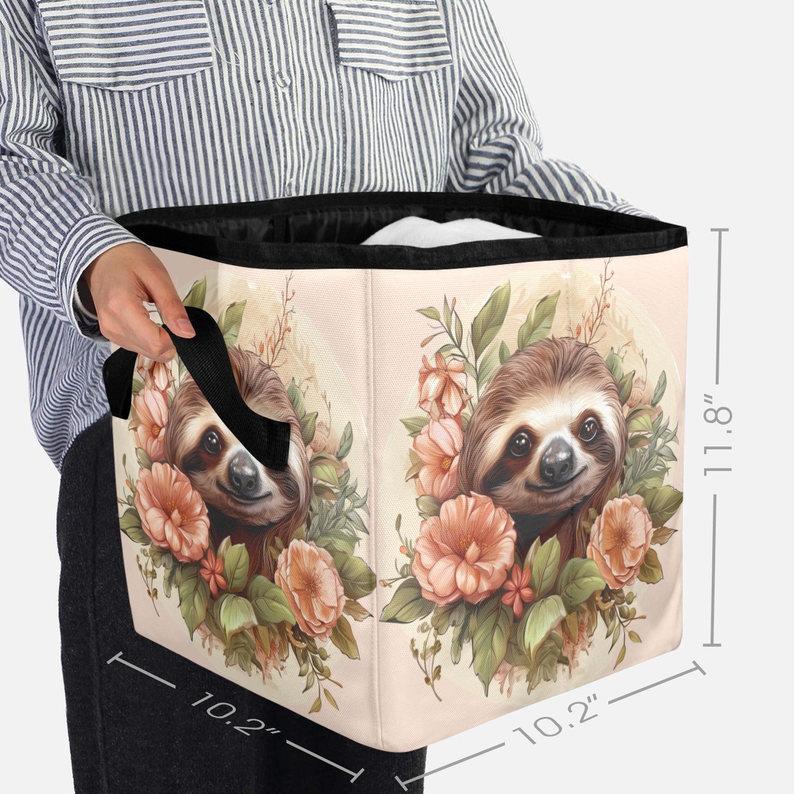 Botanical Bliss: Enchanted Sloth Illustration Where Serenity Meets Storage - Quilt Storage Bag - The Cool Collective AU