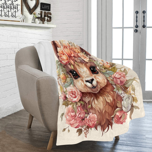 Llama Dreams Botanical Bliss: Artfully Illustrated with Enchanting Floral Halo - Ultra-Soft Micro Fleece Blanket - The Cool Collective AU