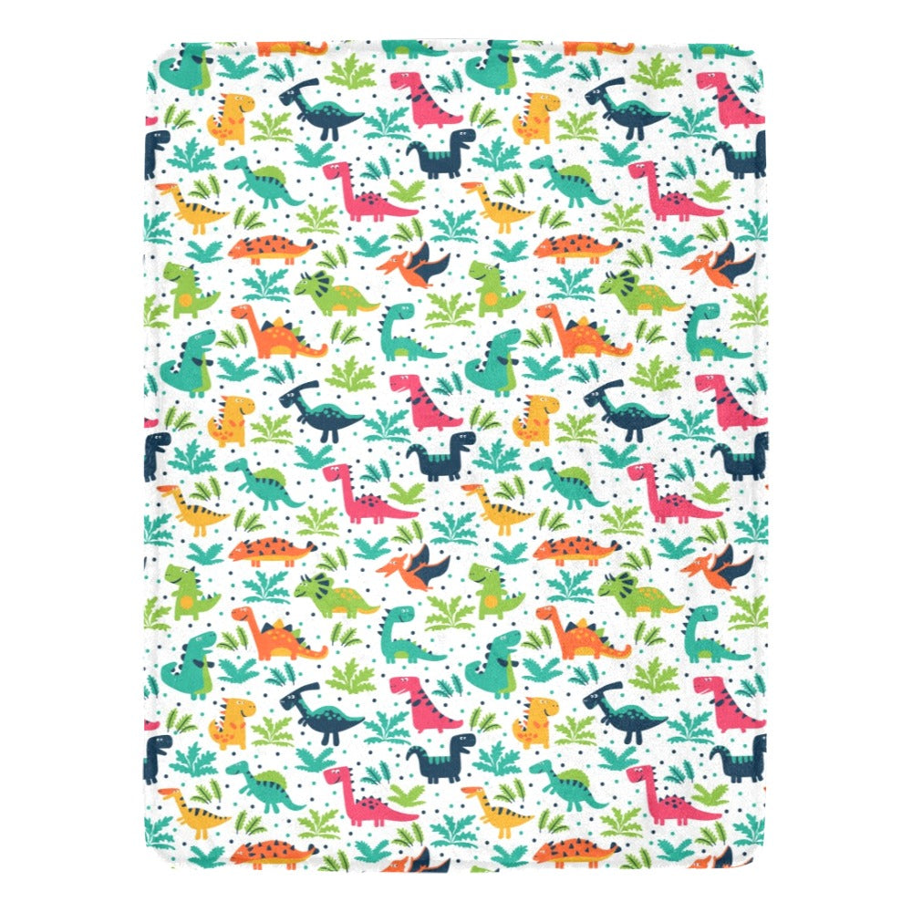 Colourful Dinosaurs Print Ultra-Soft Micro Fleece Blanket - The Cool Collective AU