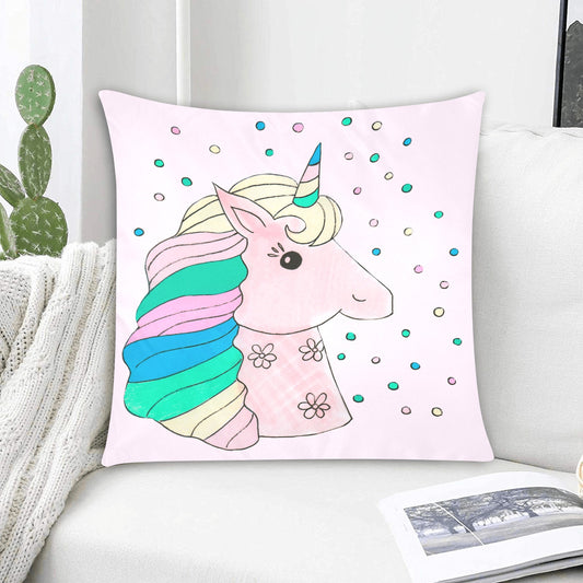Little Miss Unicorn Zippered Cushion Cover 20"x20" - The Cool Collective AU